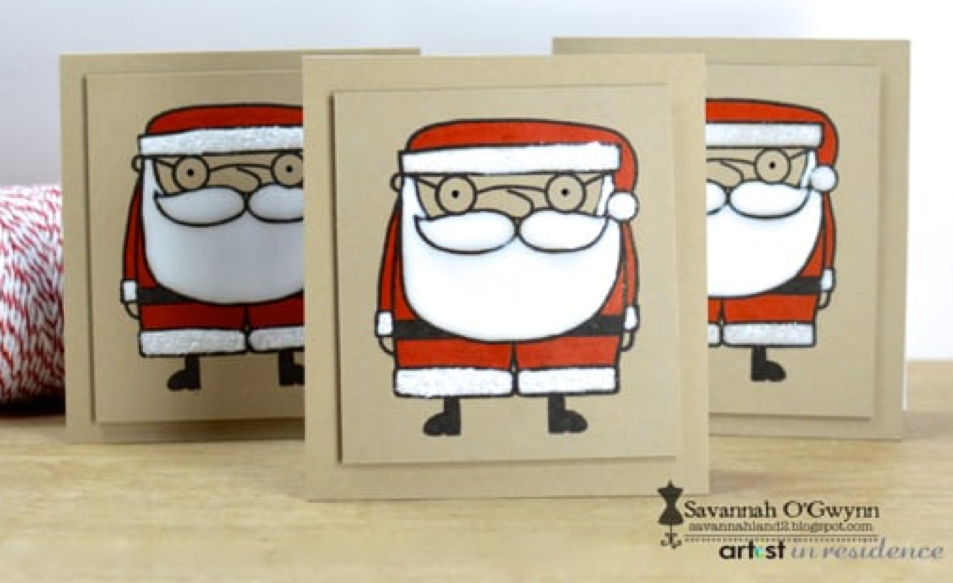 VersaFine and Fabrico Markers make a Cute & Simple Santa Greetings Card